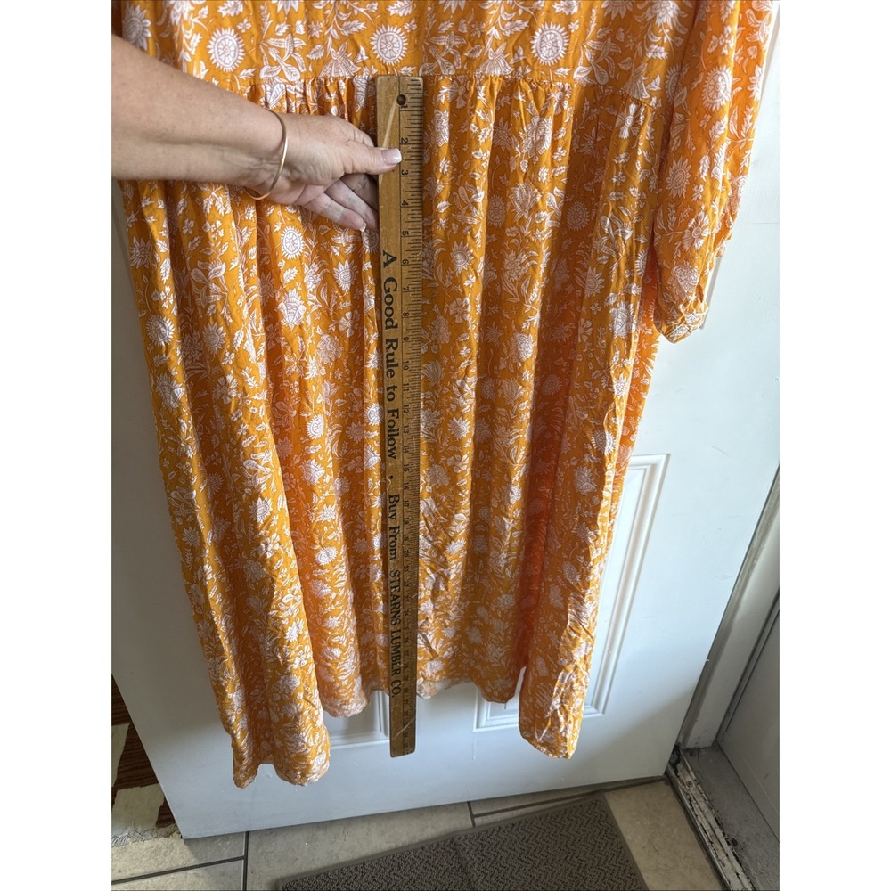 Eilly Bazar Dress Size 4XL Long 3/4 Sleeves Orange Melon Floral - Picture 5 of 8
